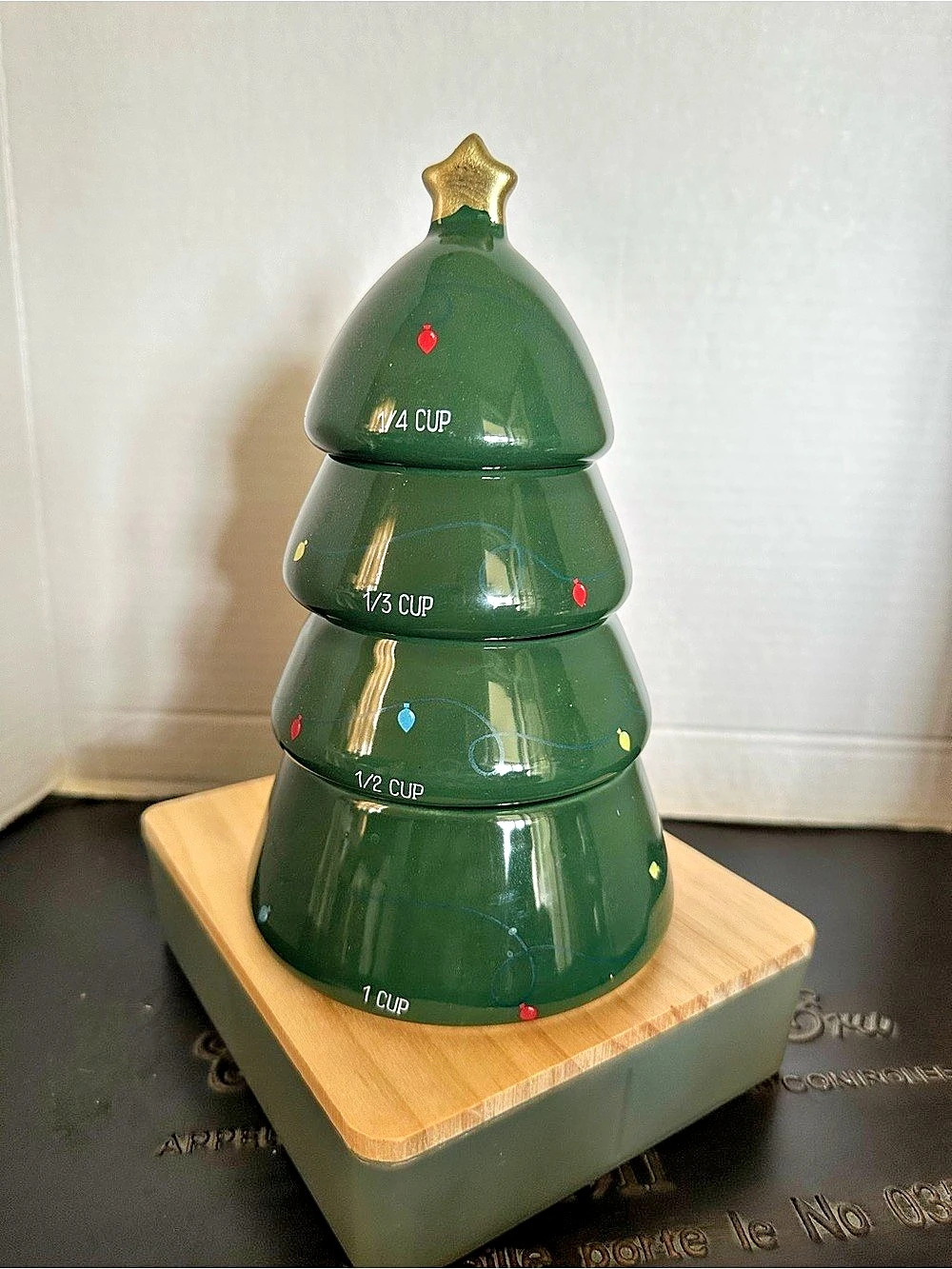 Newclassic Enterprise Christmas Tree Ceramic Nesting Measuring Cup Set Measuring